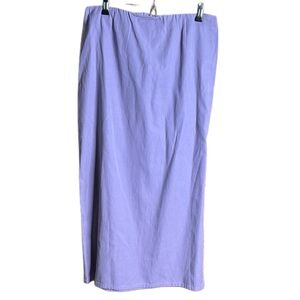 Eileen Fisher Wister Cornflower Periwinkle Blue Midi Skirt Silk Cotton Sz M